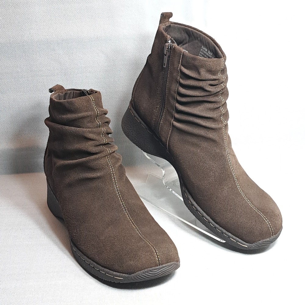 BareTraps Women's Karna Size 9 1/2M‎ Brown Leather Ankle Booties/Shoes Zipper